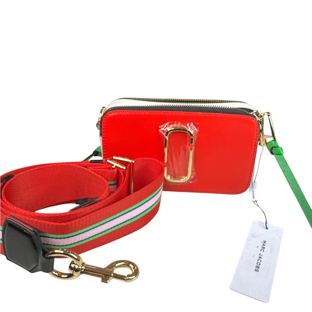 Marc Jacobs Red and Pink Crossbody Bag with Gold Accents